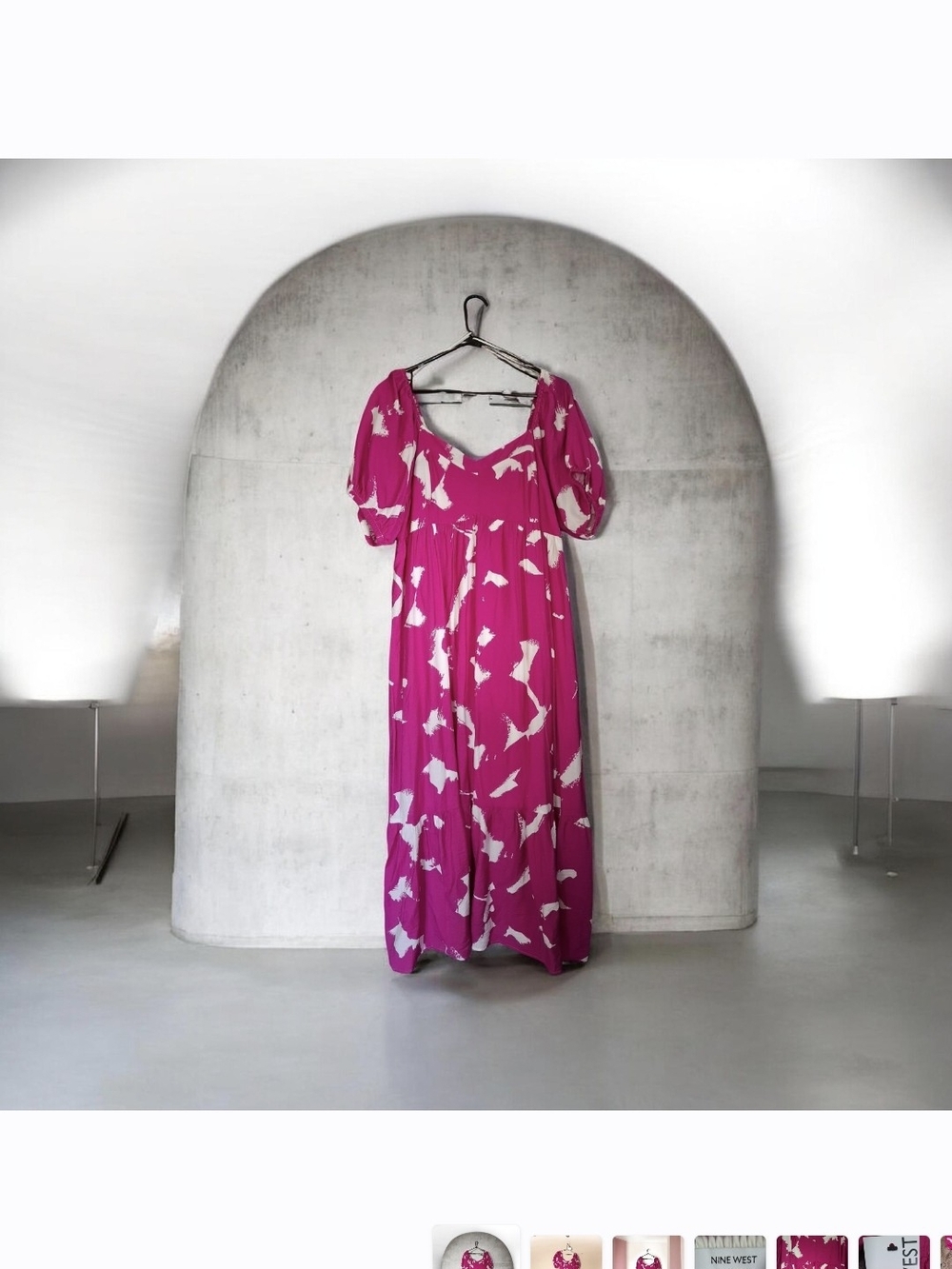 Nine West Fuchsia and White Floral Maxi Dress